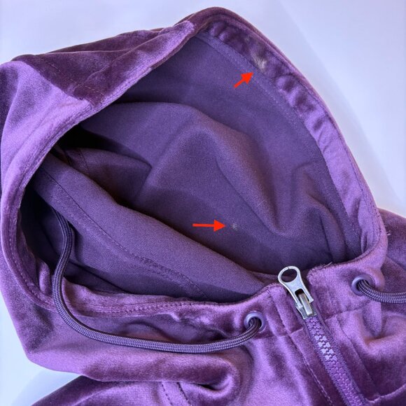 Time & Tru Velour Full Zip Hooded Sweater Women Sz Small (4-6) Purple Glam Comfy - Picture 8 of 8